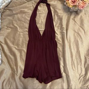 Brandy Melville Wine Red Halter Romper